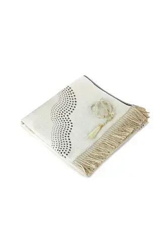 Prayer Rug Cream Plain Chenille Minaret - 6
