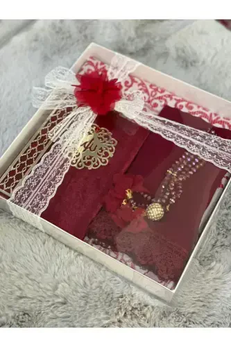 Prayer Rug Dowry Set-Burgundy - MARKAPOLIN (1)