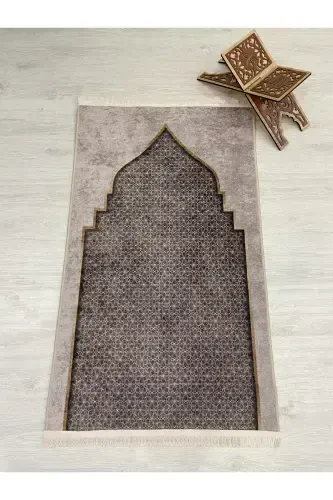 Prayer Rug Fringed (Latex Base) 75x125 Size-Beige - 1