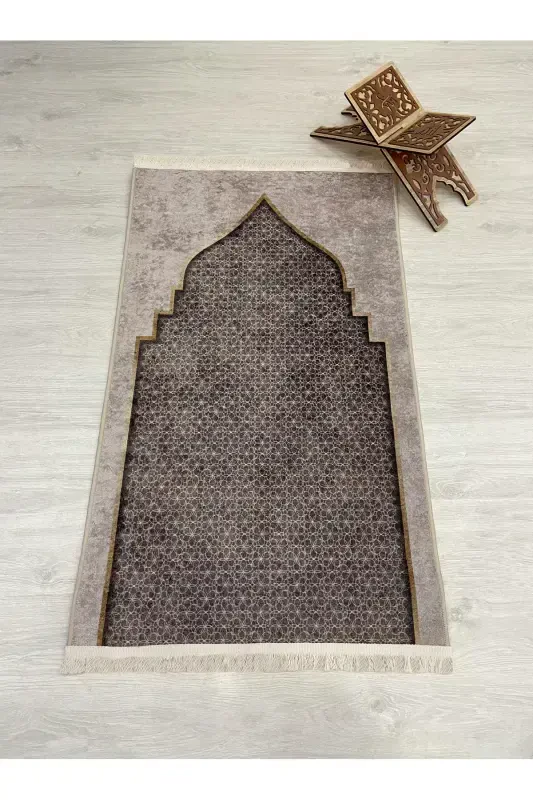 Prayer Rug Fringed (Latex Base) 75x125 Size-Beige - 3
