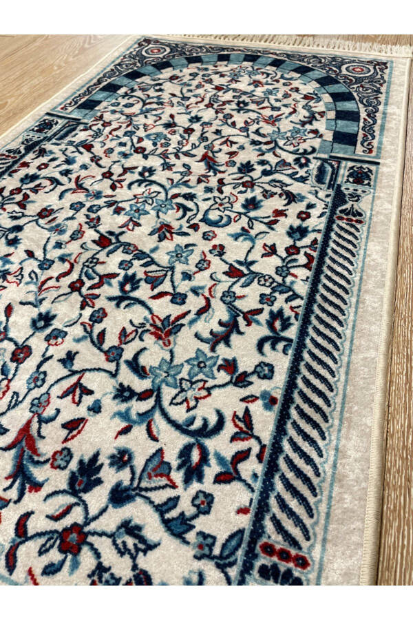 Prayer Rug Fringed (Latex Base) 75x125 Size - Blue - 2