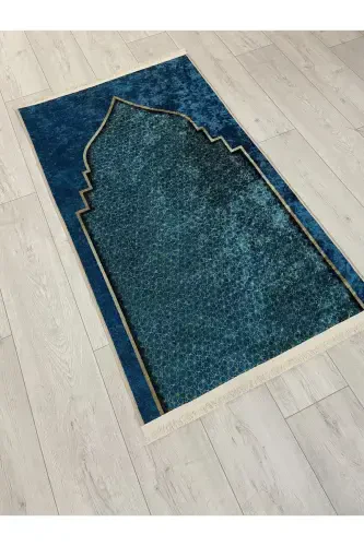 Prayer Rug Fringed (Latex Base) 75x125 Size-Blue - BRILLANT (1)
