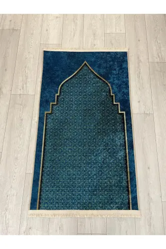 Prayer Rug Fringed (Latex Base) 75x125 Size-Blue 