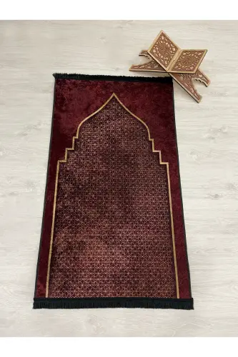 Prayer Rug Fringed (Latex Base) 75x125 Size-Bordeaux 