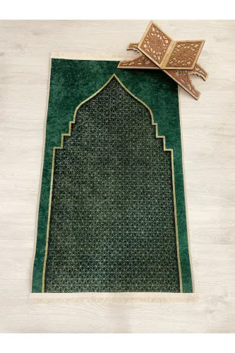 Prayer Rug Fringed (Latex Base) 75x125 Size-Green1 - 3