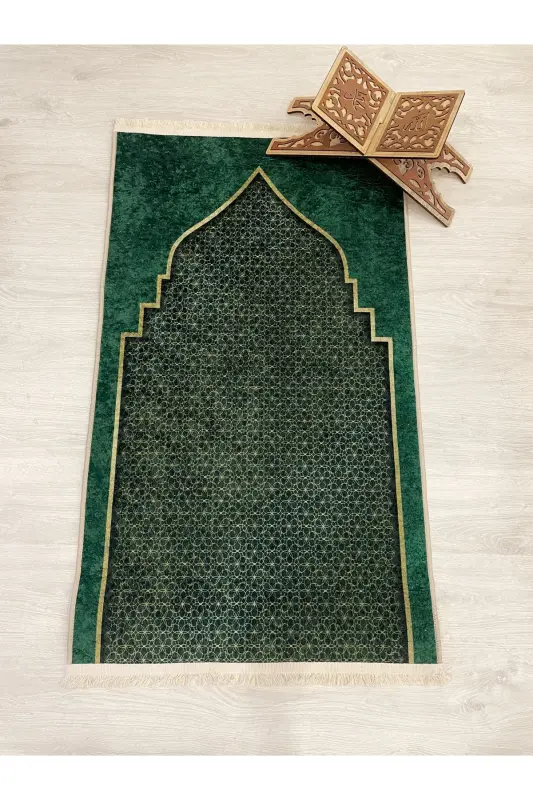 Prayer Rug Fringed (Latex Base) 75x125 Size-Green1 - 3