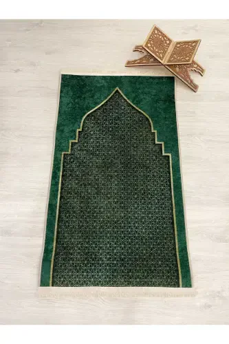 Prayer Rug Fringed (Latex Base) 75x125 Size-Green1 - 1