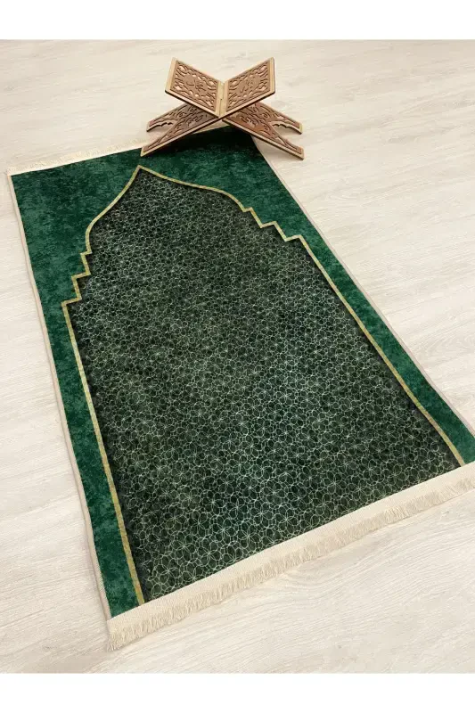 Prayer Rug Fringed (Latex Base) 75x125 Size-Green1 - 2