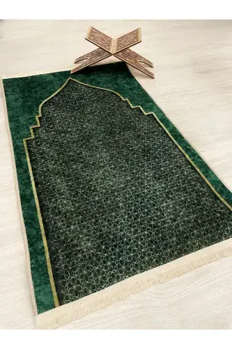 Prayer Rug Fringed (Latex Base) 75x125 Size-Green1 - 4