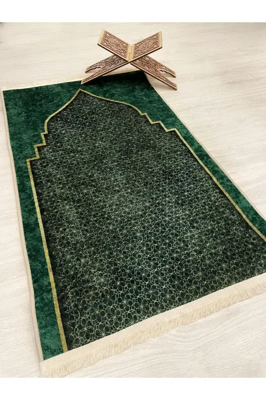 Prayer Rug Fringed (Latex Base) 75x125 Size-Green1 - 4