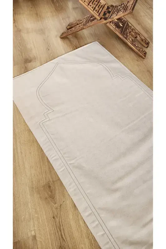Prayer Rug Natural Plain Raw Linen Soft Inner Padded 70x115 C2-SIMPLE - ALTINPAMUK