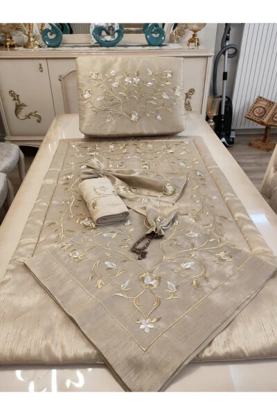 Prayer Rug, Our Maraş Work Embroidered Ottoman Silk Set Consists of 6 Pieces - 2