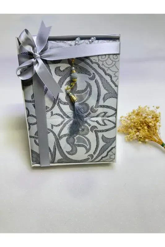 prayer rug set, 2 wedding bundle set, prayer rug rosary, souvenir, dowry mevlid-gray - LIFESTYLING