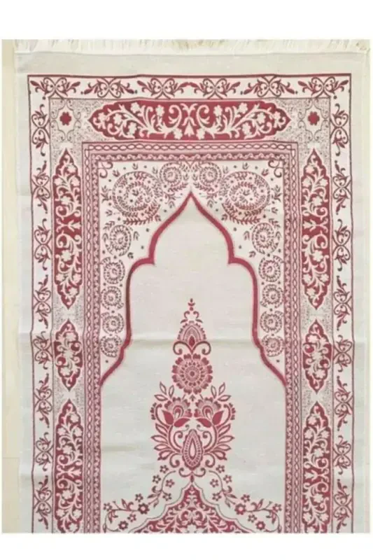 Prayer Rug Set 3 Pieces 1 Rosary 1 Prayer Rug 1 Yasin-i Sharif Burgundy-Burgundy - 3