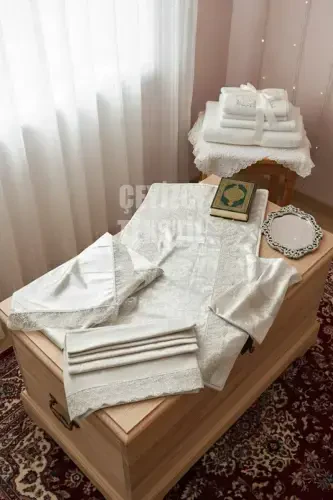 Prayer Rug Set 4 Piece Economical Dowry Prayer Rug Set, Engagement Bag - Cream - 1