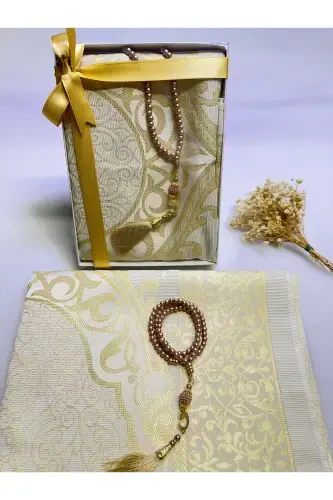 prayer rug set, bridal bundle set of 2, prayer rug prayer beads, gift, dowry mevlid gift-gold - LIFESTYLING (1)