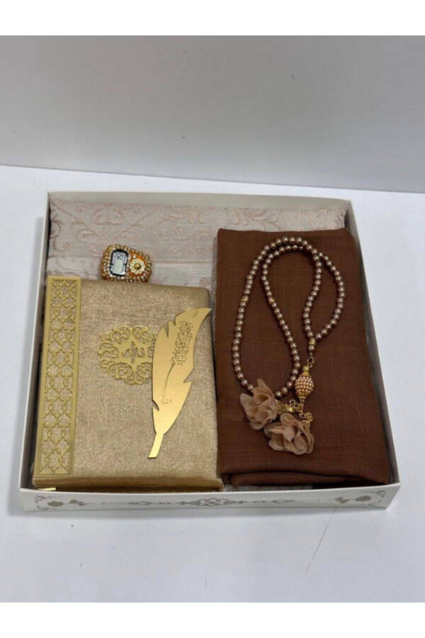 Prayer Rug Set Cross Umrah Dowry Gift-gold - 3