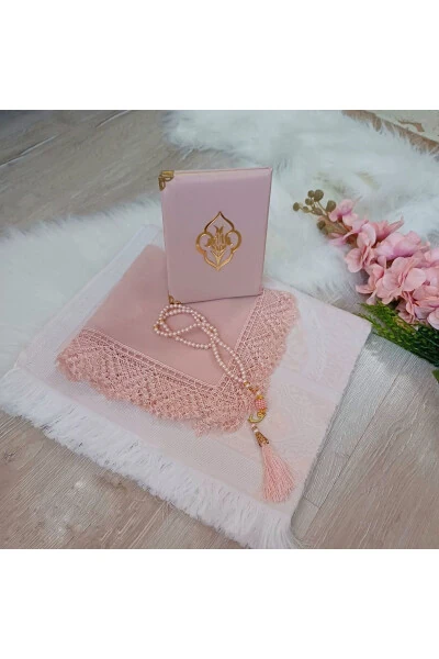 Prayer rug shawl headscarf Quran rosary set mevlid pilgrimage umrah gift - LILAMOR CONCEPT HEDIYELIK (1)