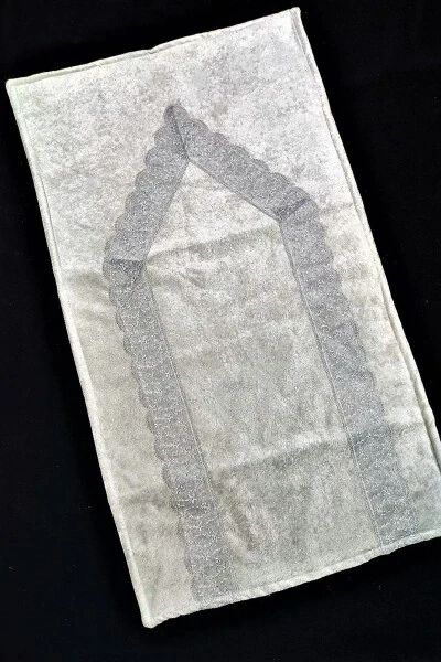Prayer Rug Velvet Single French Lace Gray - 1