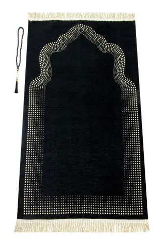 Prayer Rug with Mihrab Design in Black - 1