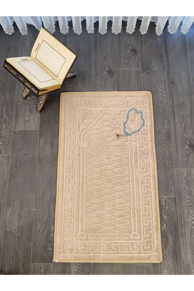 Prayer rug with special soft base, non-slip, embossed and embroidered. Doesn't hurt knees, 100% cotton. - MIABELLA HOME