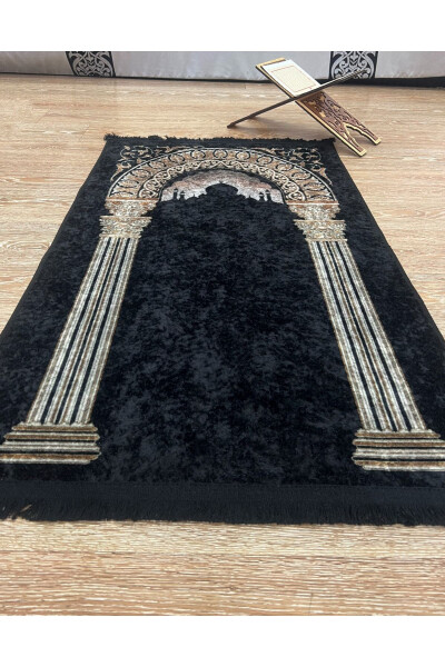 Prayer Rug with Tassels (Latex Base) 75x125 Size - Black - BRILLANT (1)