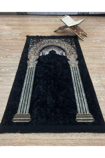 Prayer Rug with Tassels (Latex Base) 75x125 Size - Black - 1