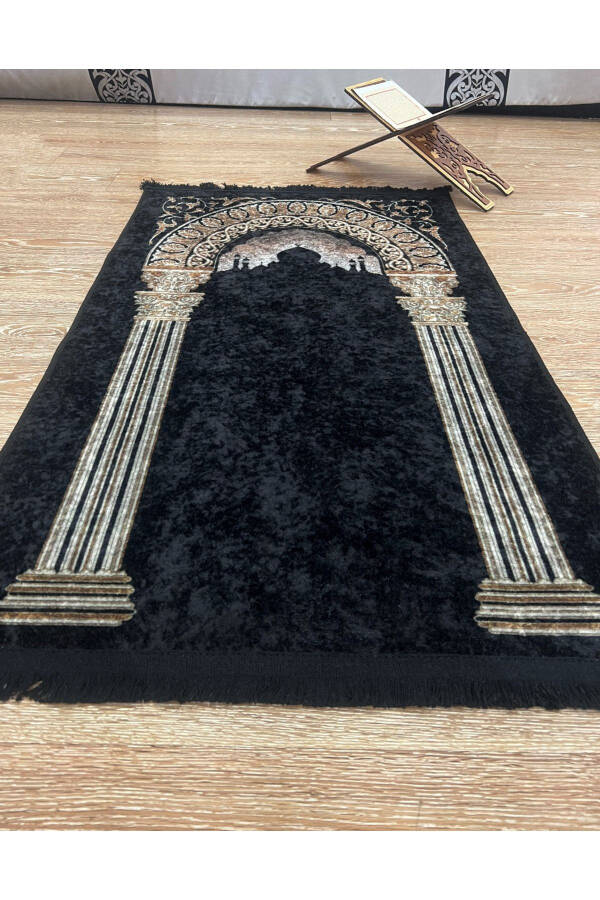 Prayer Rug with Tassels (Latex Base) 75x125 Size - Black - 2