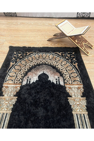 Prayer Rug with Tassels (Latex Base) 75x125 Size - Black - 3