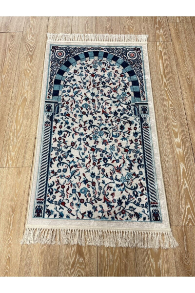 Prayer Rug with Tassels (Latex Base) 75x125 Size - Blue - 1