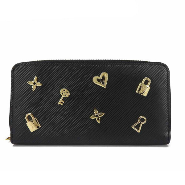 Pre-Owned Louis Vuitton Long Wallet Lovelock Zippy Epi Noir Round Black LOUIS VUITTON M63991 Women's LV Leather Zip Around Gold (Good) - 1