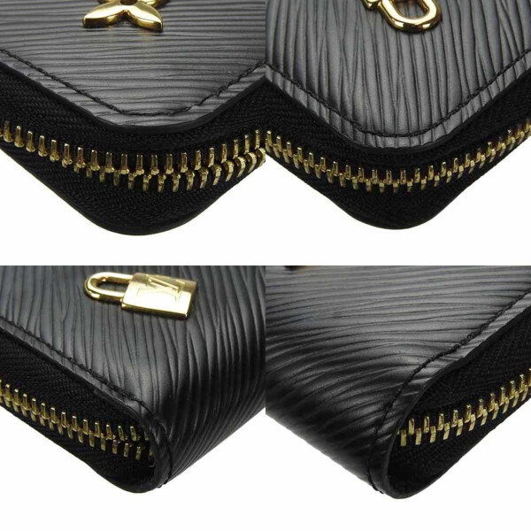 Pre-Owned Louis Vuitton Long Wallet Lovelock Zippy Epi Noir Round Black LOUIS VUITTON M63991 Women's LV Leather Zip Around Gold (Good) - 13