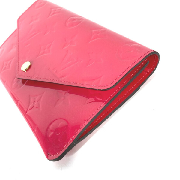 Pre-Owned Louis Vuitton M61689 Monogram Vernis Flap coin purse and card case included Long Wallet Hot pink pink (Good) - 7