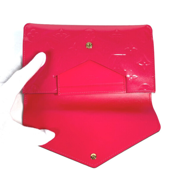 Pre-Owned Louis Vuitton M61689 Monogram Vernis Flap coin purse and card case included Long Wallet Hot pink pink (Good) - 13