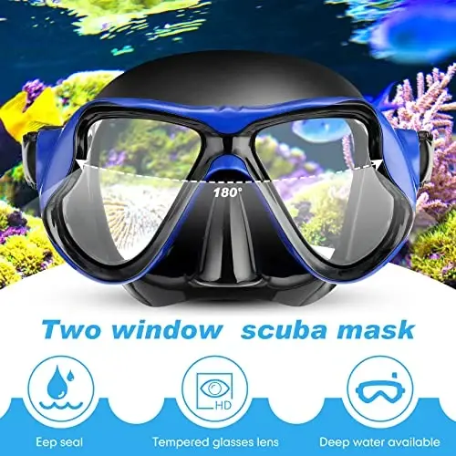 Preboun 2 Pack Adult Swim Goggles with Nose Cover to Prevent Water Inhaling, Swimming Mask Snorkel Goggles Anti Fog for Men Women Diving Swimming - 3