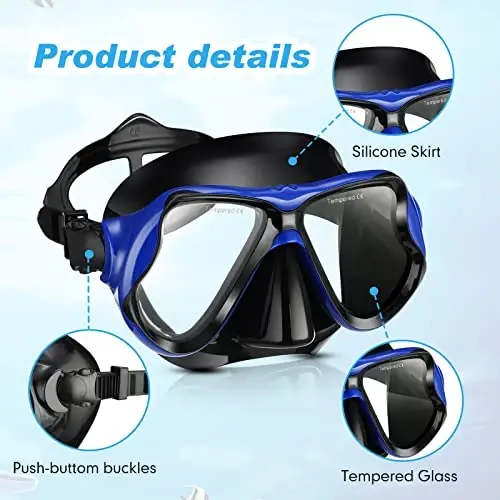 Preboun 2 Pack Adult Swim Goggles with Nose Cover to Prevent Water Inhaling, Swimming Mask Snorkel Goggles Anti Fog for Men Women Diving Swimming - 4