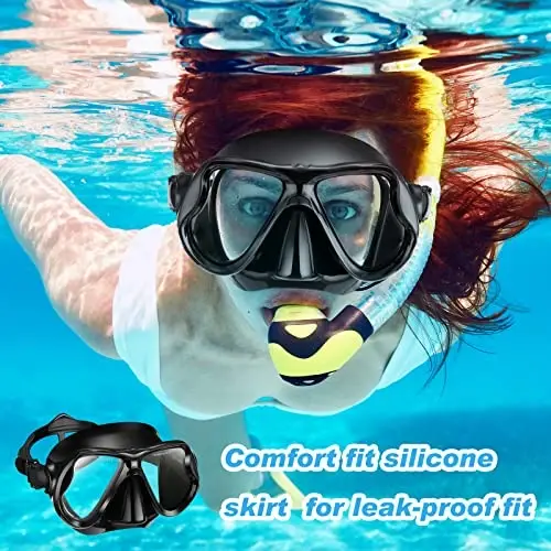 Preboun 2 Pack Adult Swim Goggles with Nose Cover to Prevent Water Inhaling, Swimming Mask Snorkel Goggles Anti Fog for Men Women Diving Swimming - 5