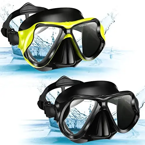 Preboun 2 Pack Adult Swim Goggles with Nose Cover to Prevent Water Inhaling, Swimming Mask Snorkel Goggles Anti Fog for Men Women Diving Swimming - 1