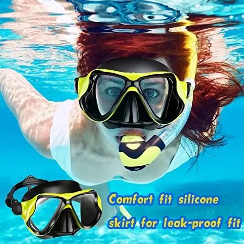 Preboun 2 Pack Adult Swim Goggles with Nose Cover to Prevent Water Inhaling, Swimming Mask Snorkel Goggles Anti Fog for Men Women Diving Swimming - 5
