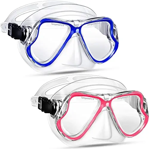 Preboun 2 Pack Adult Swim Goggles with Nose Cover to Prevent Water Inhaling, Swimming Mask Snorkel Goggles Anti Fog for Men Women Diving Swimming - 1