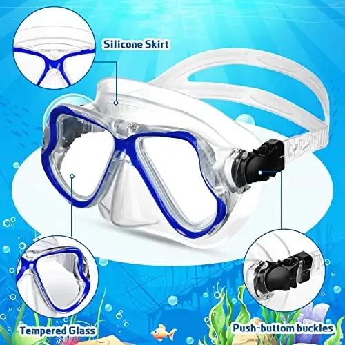 Preboun 2 Pack Adult Swim Goggles with Nose Cover to Prevent Water Inhaling, Swimming Mask Snorkel Goggles Anti Fog for Men Women Diving Swimming - 3