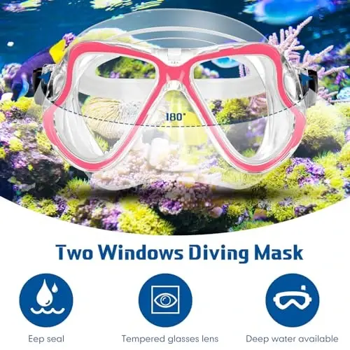 Preboun 2 Pack Adult Swim Goggles with Nose Cover to Prevent Water Inhaling, Swimming Mask Snorkel Goggles Anti Fog for Men Women Diving Swimming - 4