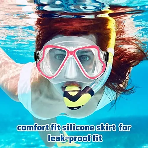 Preboun 2 Pack Adult Swim Goggles with Nose Cover to Prevent Water Inhaling, Swimming Mask Snorkel Goggles Anti Fog for Men Women Diving Swimming - 5