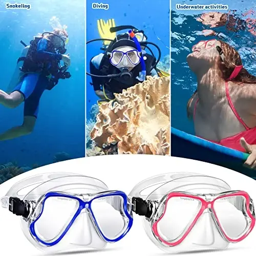 Preboun 2 Pack Adult Swim Goggles with Nose Cover to Prevent Water Inhaling, Swimming Mask Snorkel Goggles Anti Fog for Men Women Diving Swimming - 6