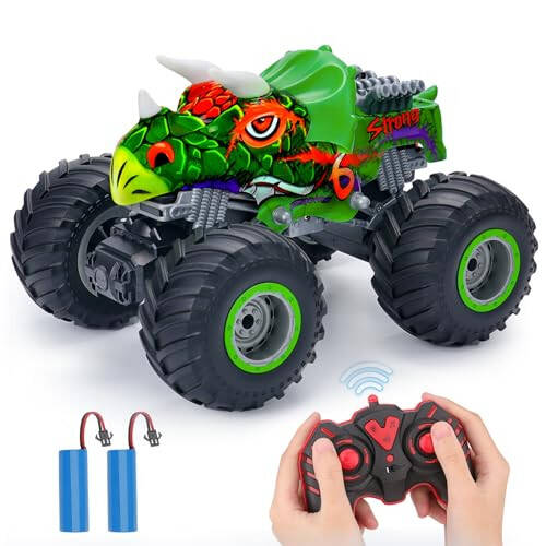 PREBOX Remote Control Monster Truck for Boys 8-12 - RC Dinosaur Car Toys for Kids Age 4-7, Birthday for Boys with Music Lights - 5