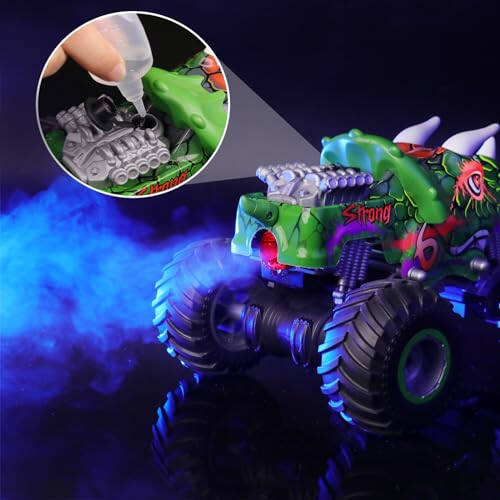 PREBOX Remote Control Monster Truck for Boys 8-12 - RC Dinosaur Car Toys for Kids Age 4-7, Birthday for Boys with Music Lights - 4