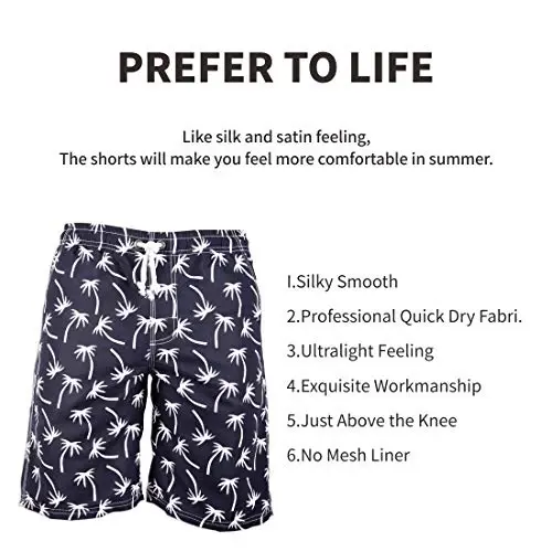 PREFER TO LIFE Men's Board Shorts, Quick Dry Swimwear Beach Holiday Party Bermuda Swim Big Pants … - 4