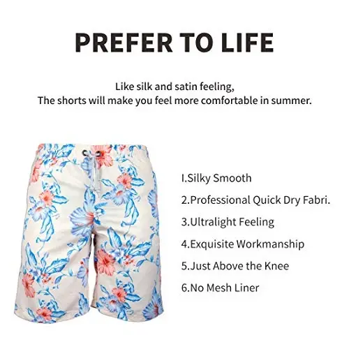 PREFER TO LIFE Men's Board Shorts, Quick Dry Swimwear Beach Holiday Party Bermuda Swim Big Pants … - 6