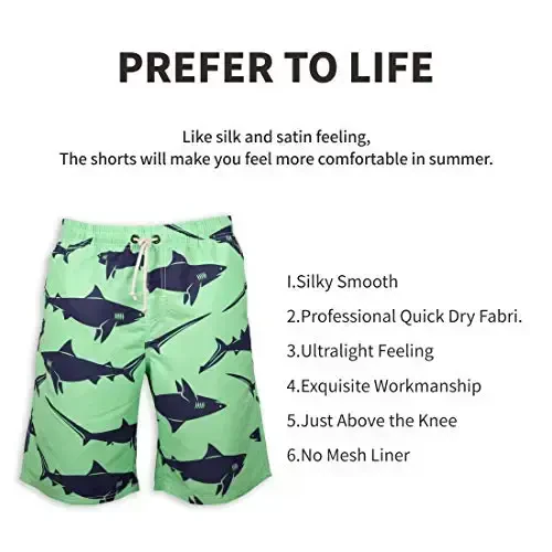 PREFER TO LIFE Men's Board Shorts, Quick Dry Swimwear Beach Holiday Party Bermuda Swim Big Pants - 4