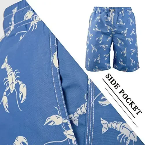 PREFER TO LIFE Men's Board Shorts, Quick Dry Swimwear Beach Holiday Party Bermuda Swim Big Pants - 4